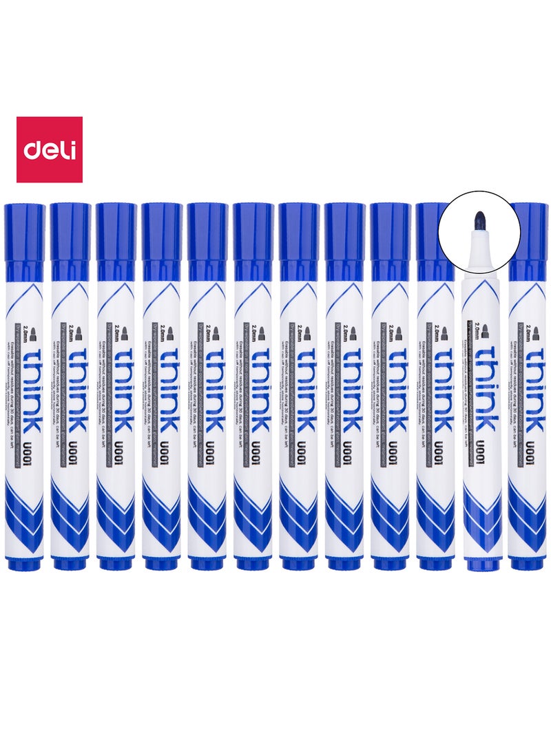 ديلي قلم سبورة بيضاء 2 مم، كتابة سلسة، حبر غير سام، عبوة من 12 قطعة، أزرق