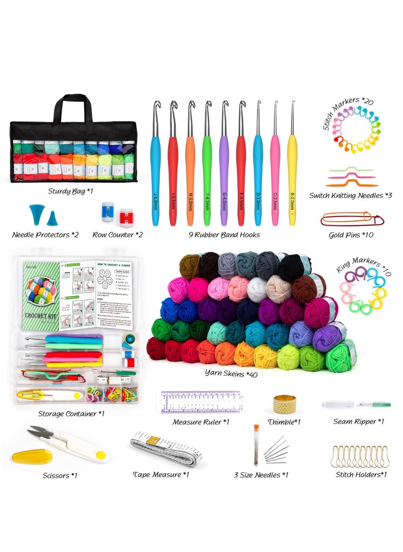Arabest 113 Piece Crochet Hook and Yarn Set, Crochet Accessory Set, Includes Ergonomic Crochet Hooks, Knitting Needles and more!  - Image 3