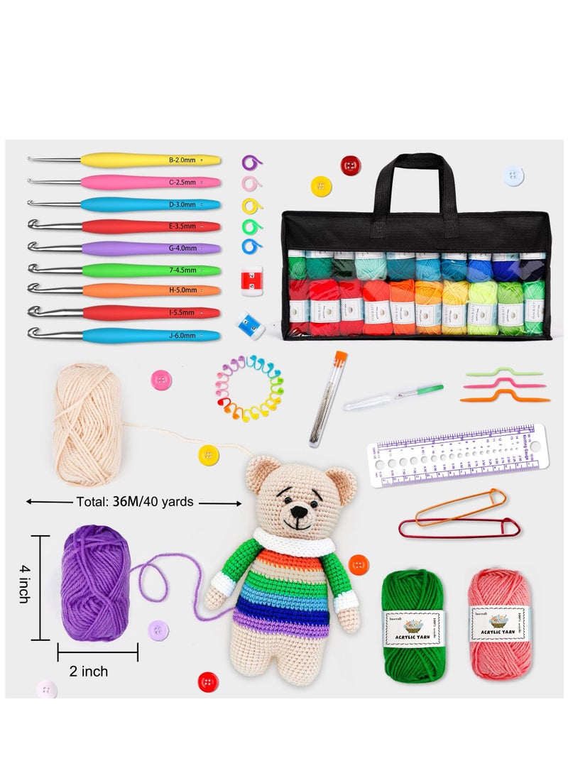 Arabest 113 Piece Crochet Hook and Yarn Set, Crochet Accessory Set, Includes Ergonomic Crochet Hooks, Knitting Needles and more!  - Image 5