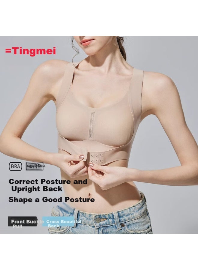 Gracewell Posture Corrector Front Closure Push Up Bra For Women Anti-sagging Back Support Bra Correct Hunchback Open Shoulder Shaping Seamless Sports Bra - Image 1
