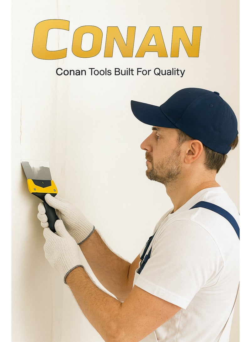 Conan Set of 5 CONAN Putty Scraper Knives – Model COTK08106 – 6" Stainless Steel Blades with Ergonomic Handles - Image 4