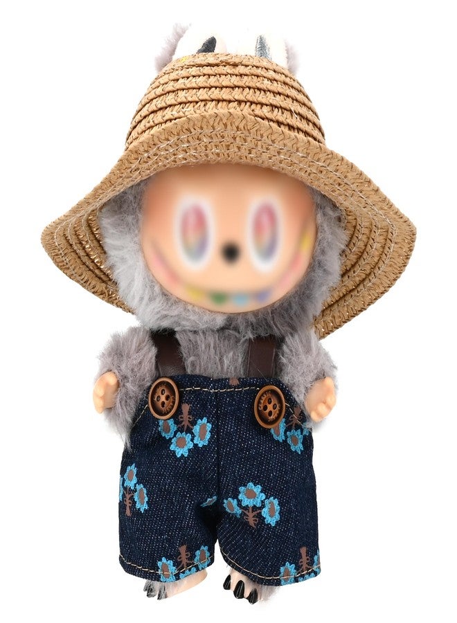 Evowatt 2-Piece Clothing Set for Labubu 17cm Doll Clothing - 17cm Outfit with Cream Brown Hat & Overalls (Doll Not Included) - Image 2