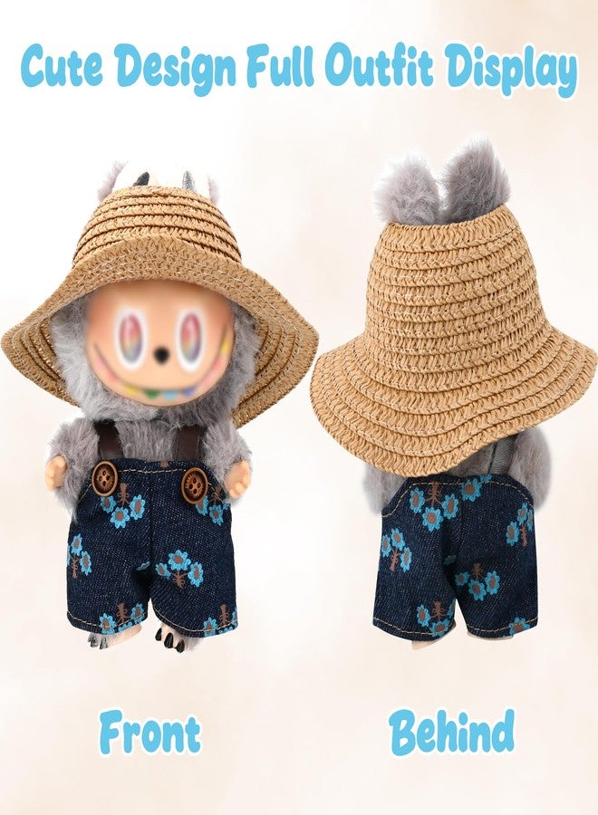 Evowatt 2-Piece Clothing Set for Labubu 17cm Doll Clothing - 17cm Outfit with Cream Brown Hat & Overalls (Doll Not Included) - Image 5