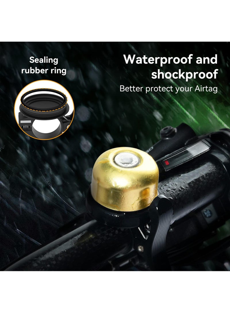 Sweet seven Bicycle Bell for Apple AirTag Anti-Theft Bicycle Bell by Waterproof Classic Brass Holder Road&Mountain Bike Can Put GPS Anti-Loss Device Bell Fits 0.82 to 0.9 Inch Handlebars(Gold) - Image 4