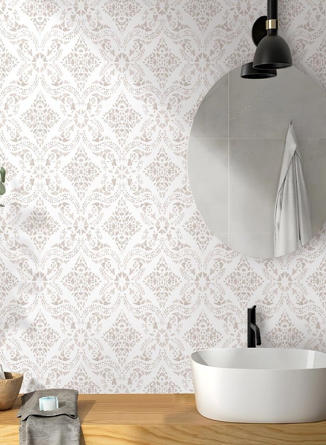 lenify Beige Wallpaper Peel and Stick Wallpaper Boho Contact Paper 16.9inch x 118.1inch Floral Designs Wallpaper Peel and Stick Vintage Self-Adhesive Removable Contact Paper for Cabinets Vinyl - Image 4