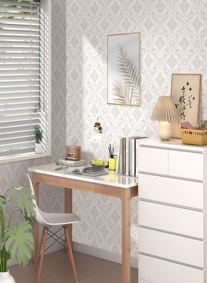 lenify Beige Wallpaper Peel and Stick Wallpaper Boho Contact Paper 16.9inch x 118.1inch Floral Designs Wallpaper Peel and Stick Vintage Self-Adhesive Removable Contact Paper for Cabinets Vinyl - Image 5