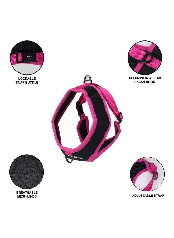 إيميلي بيتس حزام للكلاب بدون اختناق فوق الرأس، حزام صدر قابل للتعديل بثلاث طبقات من شبكة مسامية مع مشبك سريع الفك، وردي، مقاس كبير - Image 3