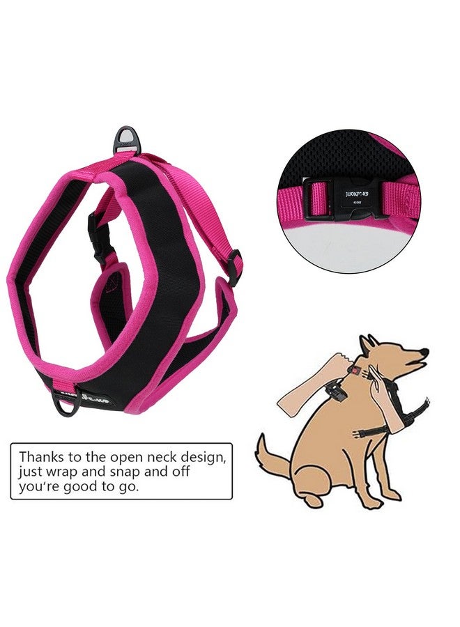 إيميلي بيتس حزام للكلاب بدون اختناق فوق الرأس، حزام صدر قابل للتعديل بثلاث طبقات من شبكة مسامية مع مشبك سريع الفك، وردي، مقاس كبير - Image 2