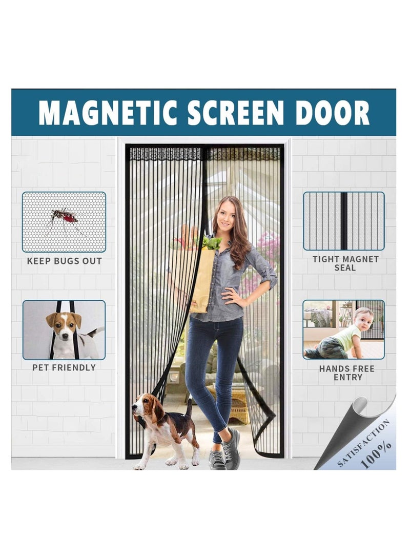NIBEMINENT Magnetic Fly Screen Door, Heavy-Duty Anti Mosquito Mesh No Gap,Super Quiet, No Drilling, Washable Mesh, Keep Fresh Air in & Bugs Out Balcony Sliding Living Room Children's Room  - Image 4