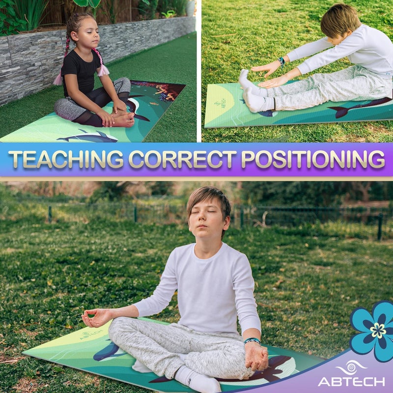 ABTECH Kids Yoga Mat Set - Comfortable Dinosaur Kid Yoga Mat Boy with 12 Yoga Cards, Storage Bag, Beige Play Mat Thick for Gymnastics Mat, Exercise Mat, No-Toxic and Non-Slip for Ages 3-12 - Image 5