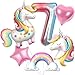 SNLN Unicorn 7th Birthday Party Decorations for Girls Large Self Standing 3D Unicorn Foil Balloons with Rainbow Heart Star Balloons Wedding Baby Shower Pink Party Supplies number 7 set - Image 2