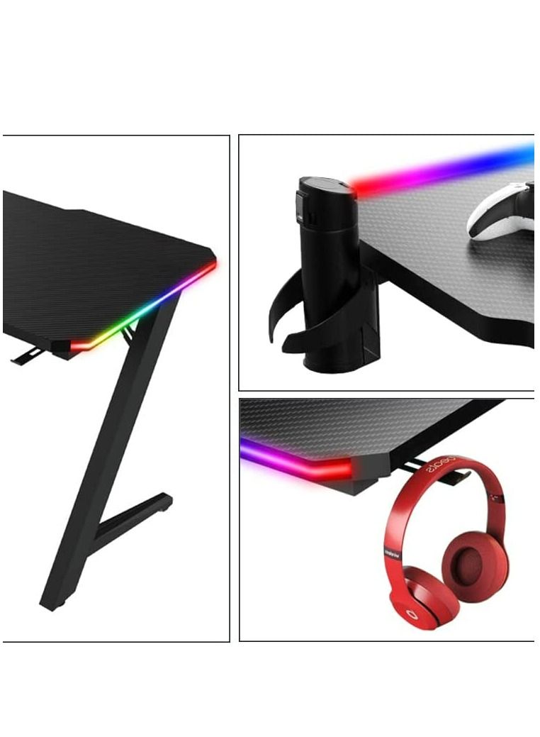 أيه دابليو دي طاولة مكتب ألعاب AWD مع إضاءة RGB، مكتب كمبيوتر (ZS2-1400)، وتتضمن مكان مخصص لوضع الأكواب وسماعة الرأس. - Image 2