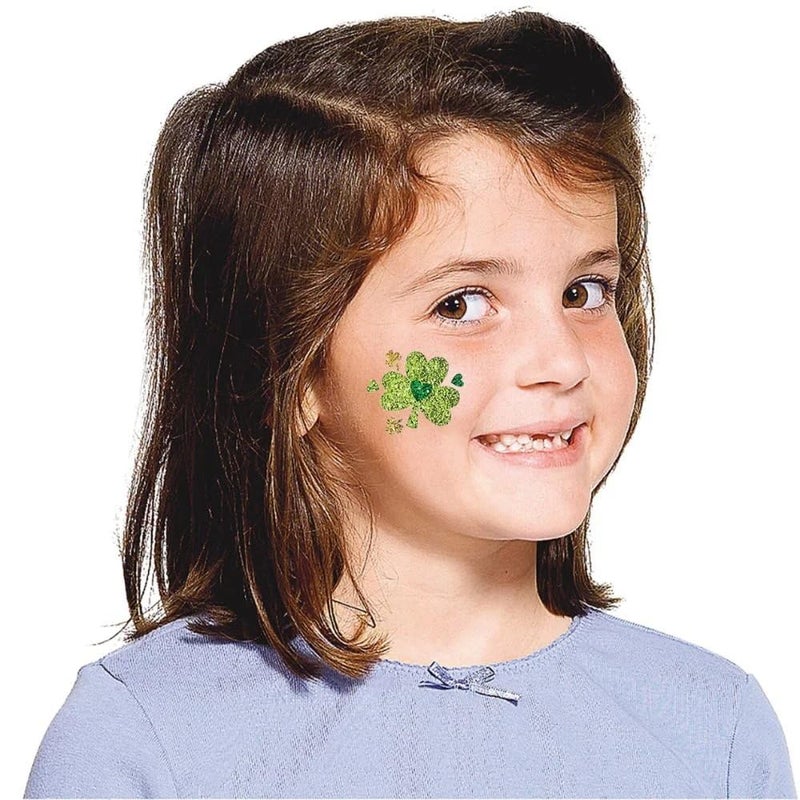 Amscan Shamrock Glitter Body Jewelry - 7.75" x 6" (Pack of 1) - St. Patrick's Day Celebration with Assorted Non-Toxic Designs - Sparkle in Parades, Parties & More - Image 5