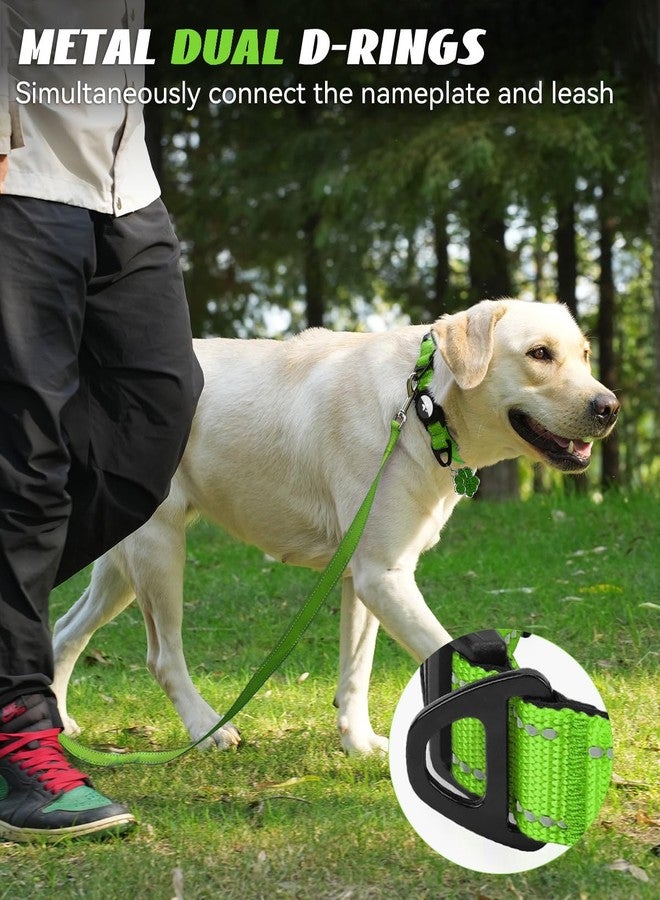 Joytale Airtag Dog Collar, Reflective Pet Collar with Waterproof AirTag Holder, Dual D-Rings, Soft Padded Adjustable for Medium Dogs, Green, M - Image 4