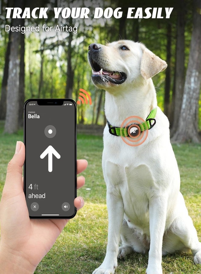 Joytale Airtag Dog Collar, Reflective Pet Collar with Waterproof AirTag Holder, Dual D-Rings, Soft Padded Adjustable for Medium Dogs, Green, M - Image 2