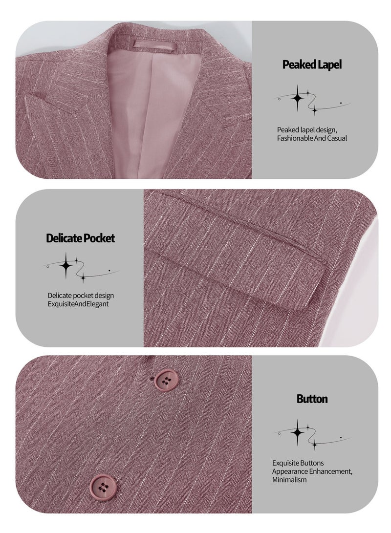 3 Pcs Men Suit Blazer Jacket Vest Pants Pinstripe Peak Collar Two Button Flap Pockets for Wedding Party Dinner Men Elegant Classic Attire - Image 4