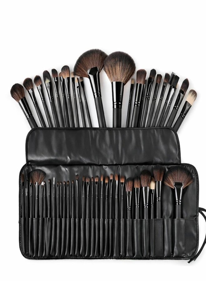 CAVERNSHOP 24 in 1 Professional Makeup Brush Set with PU Leather Case | Soft Synthetic Bristles | Full Face Makeup Brushes for Foundation, Powder, Blush, Eyeshadow & Lip - Image 1