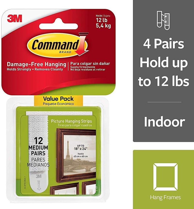 Damage Free Picture and Frame Hanging 7869J, Large Strips (48 Pairs)