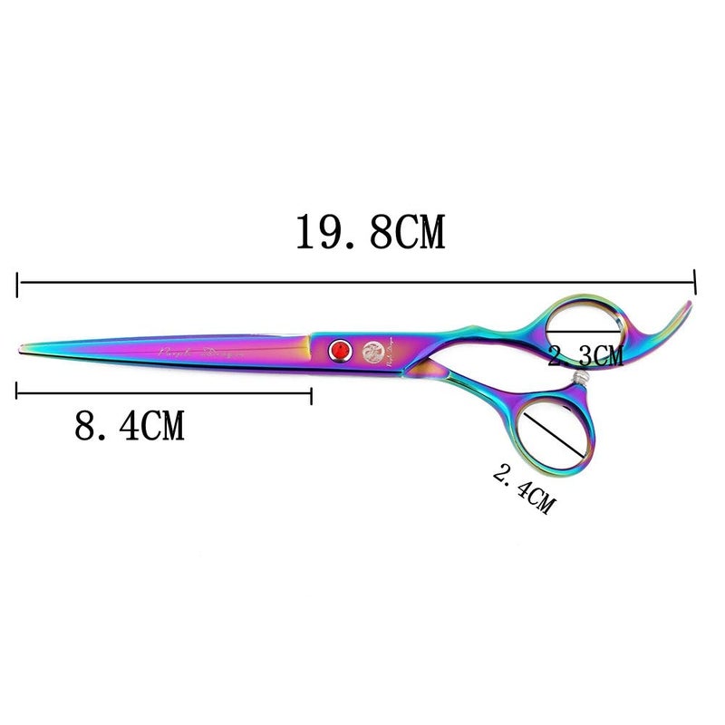 Purple Dragon 7.0 inch Rhinestone Decoration 3PCS Pet Grooming Scissors Dog Hair Cutting & Thinning Shears Set - Image 2