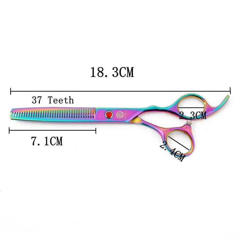 Purple Dragon 7.0 inch Rhinestone Decoration 3PCS Pet Grooming Scissors Dog Hair Cutting & Thinning Shears Set - Image 3