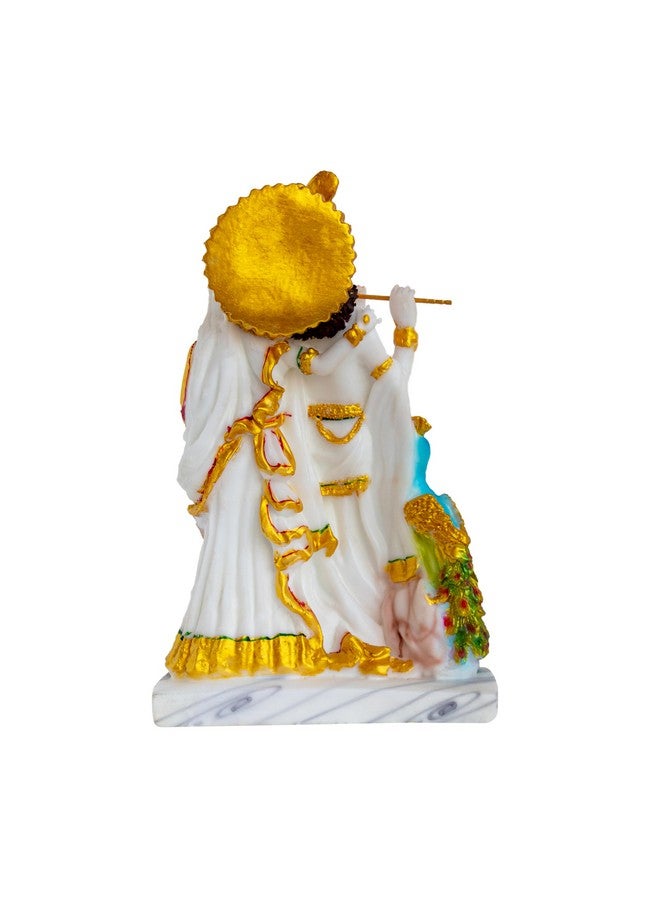 FABZONE Marble Dust Radha Krishna Idol | Radhey Shyam, White and Gold, 10 Inches, 1 Piece - Image 4