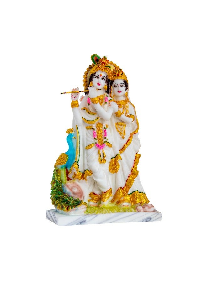 FABZONE Marble Dust Radha Krishna Idol | Radhey Shyam, White and Gold, 10 Inches, 1 Piece - Image 2