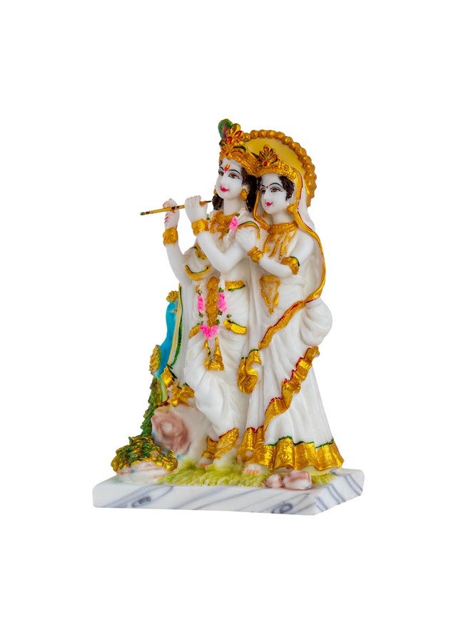 FABZONE Marble Dust Radha Krishna Idol | Radhey Shyam, White and Gold, 10 Inches, 1 Piece - Image 3