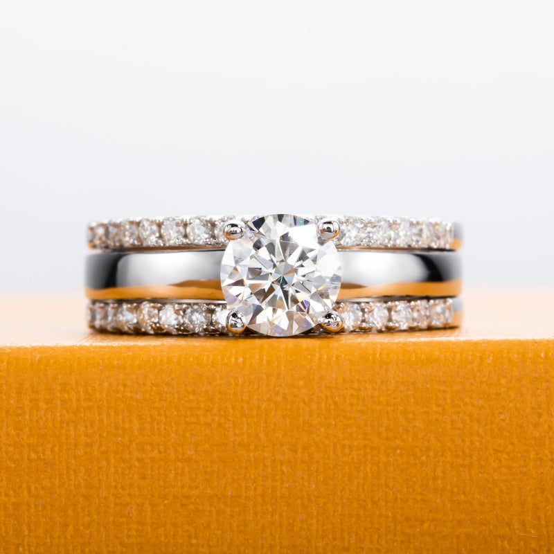 AimiIee Moissanite Engagement Rings Wedding Band 1.45cttw D Color VVS1 Clarity Round Brilliant Cut S925 Sterling Silver Wedding Rings Bridal Sets for Women with Certificate Size 6 - Image 2