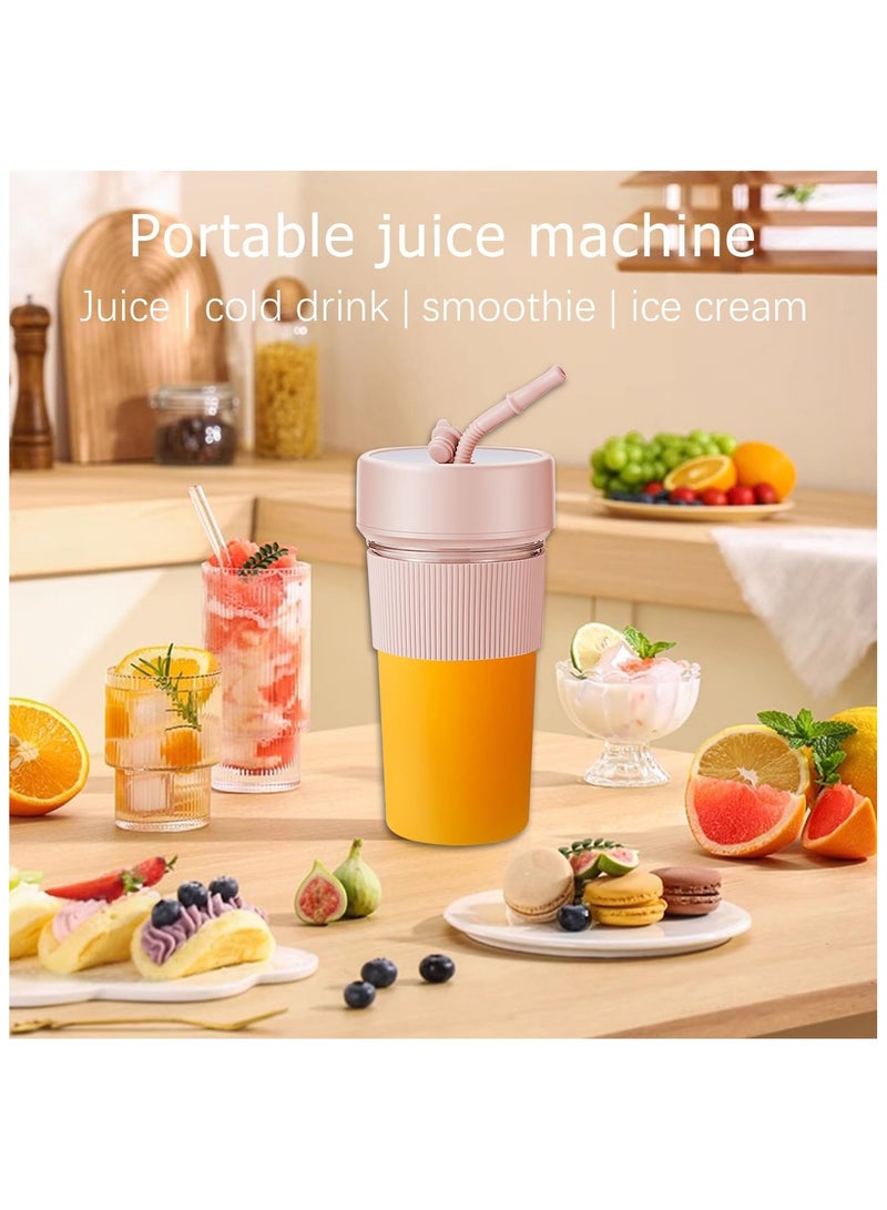 Hihonor Mini Portable Blender Cup and Travel Lid,11.83 OZ BPA-Free Personal Blender,With USB Charging, Type-c Charging Port,Makes Smoothies and Shakes Creamy, Fruit Juicer for Kitchen, Travel, Gym-pink - Image 3