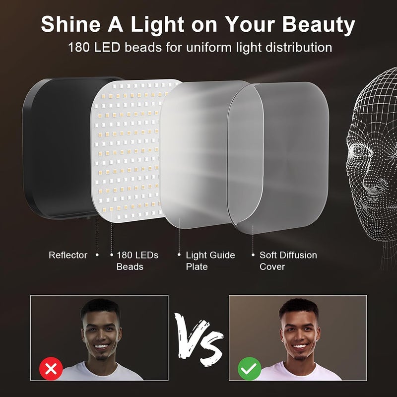 Mojimdo Video Conference Lighting, 180 LED Video Light with 3 Color & 5 Brightness & Timmer for Video Recording, Webcam Light Phone Holder for Laptop Computer Online Meeting, Video Calls, Live Streaming - Image 3