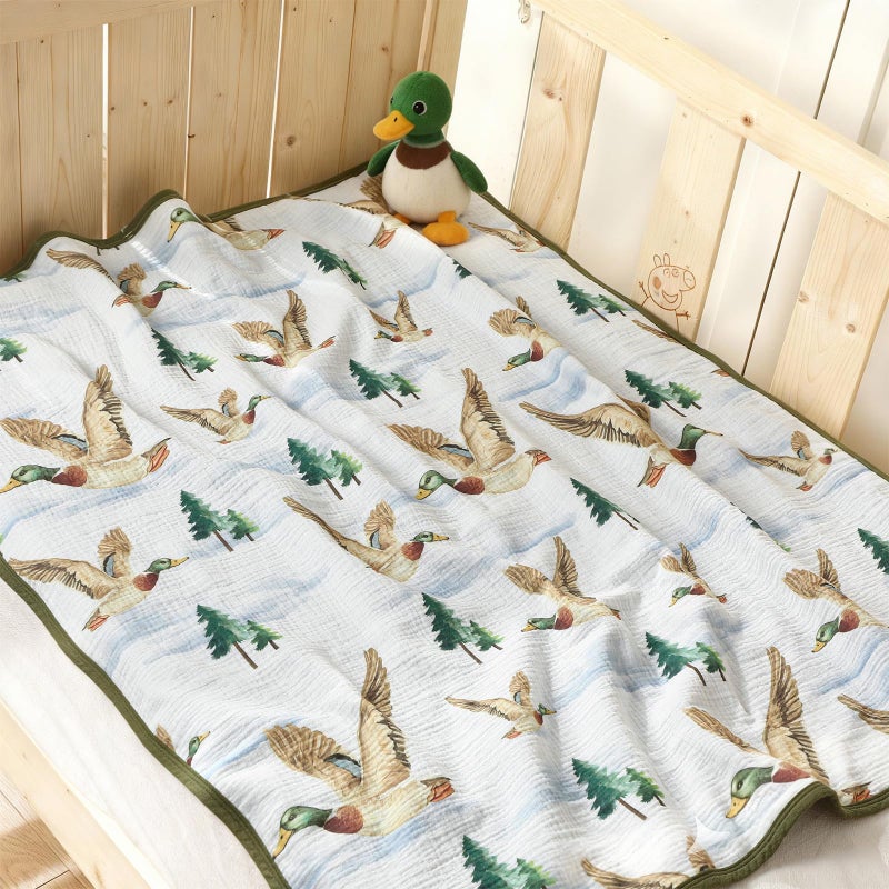 Breling Silly Goose Muslin Baby Blankets for Girls Boys, 100% Cotton Crib Blanket for Infant Toddler, 40 x 36 Inch Soft and Lightweight Nursery Swaddling Wrap - Image 4