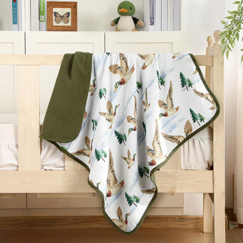 Breling Silly Goose Muslin Baby Blankets for Girls Boys, 100% Cotton Crib Blanket for Infant Toddler, 40 x 36 Inch Soft and Lightweight Nursery Swaddling Wrap - Image 3