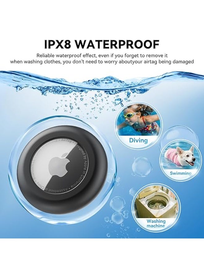 حافظة مخفية للأطفال من أبل، تحتوي على 4 قطع، لبطاقات أبل إير تاغ، حامل سيليكون لبطاقات إير تاغ مع دبابيس أمان للتتبع، مضاد للضياع، للأطفال وكبار السن، والأمتعة، والملابس (أسود، أبيض، وردي، بنفسجي) - Image 3