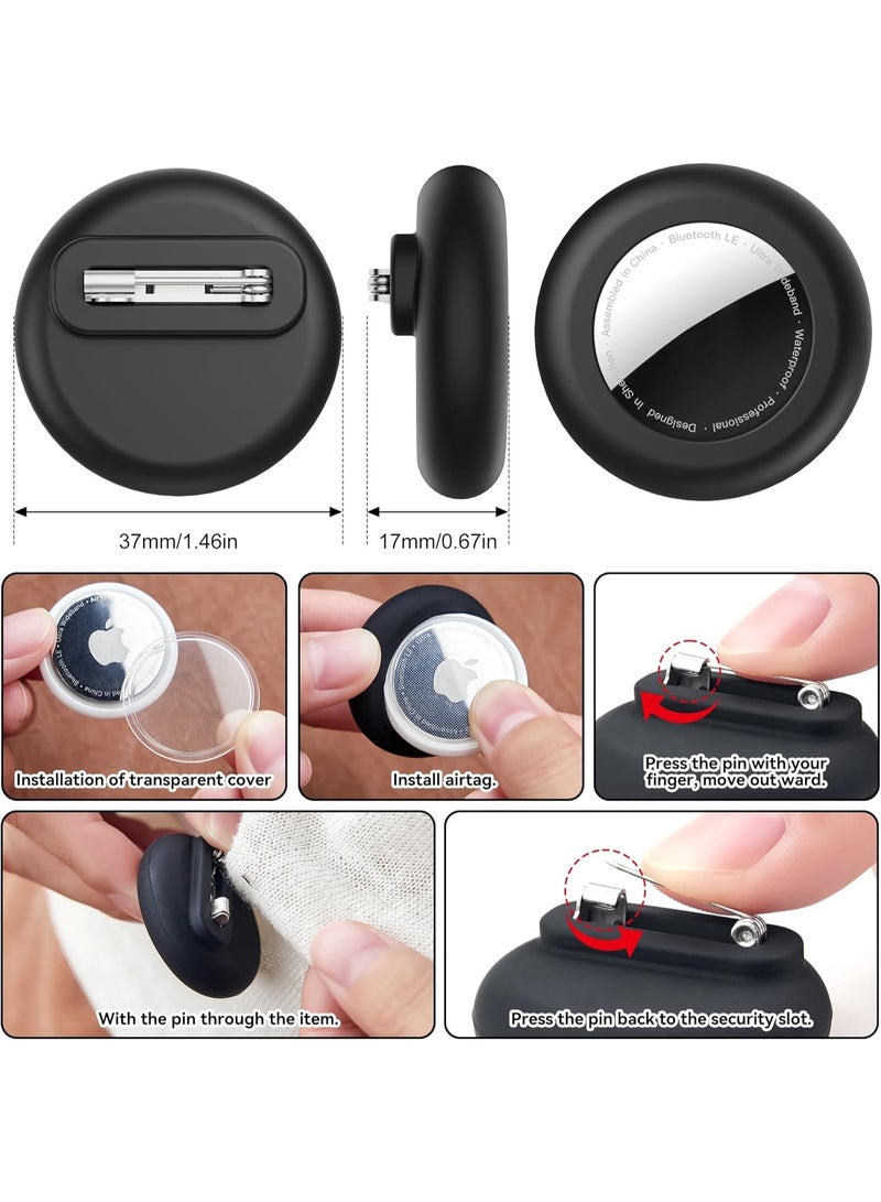حافظة مخفية للأطفال من أبل، تحتوي على 4 قطع، لبطاقات أبل إير تاغ، حامل سيليكون لبطاقات إير تاغ مع دبابيس أمان للتتبع، مضاد للضياع، للأطفال وكبار السن، والأمتعة، والملابس (أسود، أبيض، وردي، بنفسجي) - Image 4
