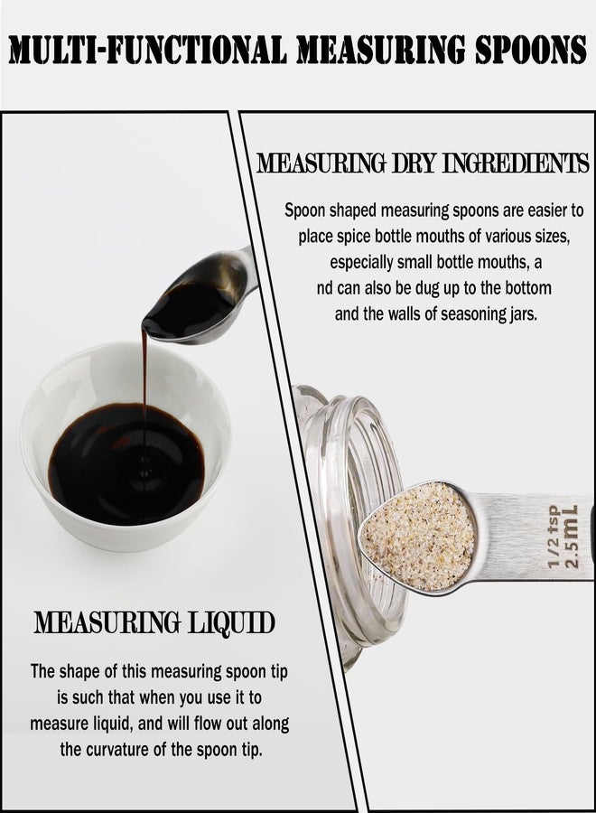 Turewin Magnetic Measuring Spoons Set Stainless Steel Double Sided Measuring Spoons with 1 Leveler Measuring Teaspoon Tablespoon for Dry and Liquid Ingredients (5, Multicolor) - Image 5