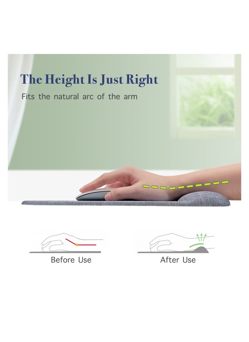 excovip - Mouse Pad With Wrist Support, Soft And Comfortable Ergonomic Hand Washable Mouse Mat For Home, Computer, Laptop, MacBook, Office & Travel, Grey - Image 1