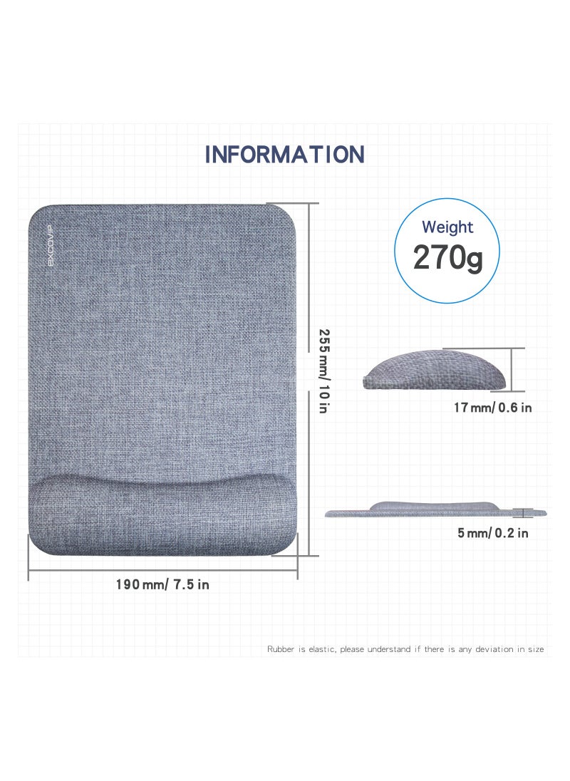 excovip - Mouse Pad With Wrist Support, Soft And Comfortable Ergonomic Hand Washable Mouse Mat For Home, Computer, Laptop, MacBook, Office & Travel, Grey - Image 1