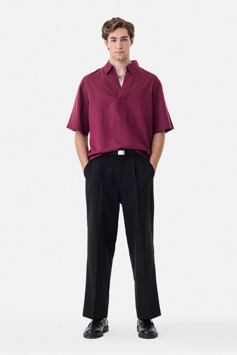 SNITCH Linen Blend Box Fit Popover Shirt