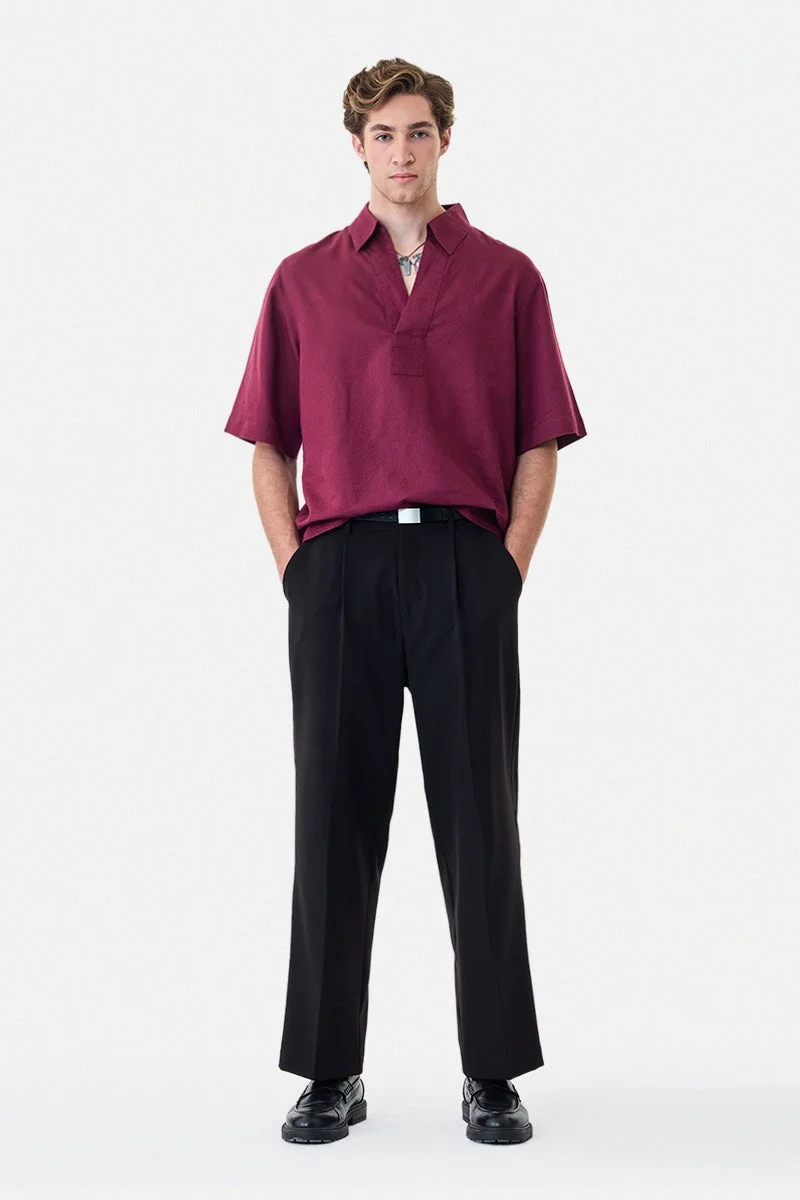 SNITCH Linen Blend Box Fit Popover Shirt