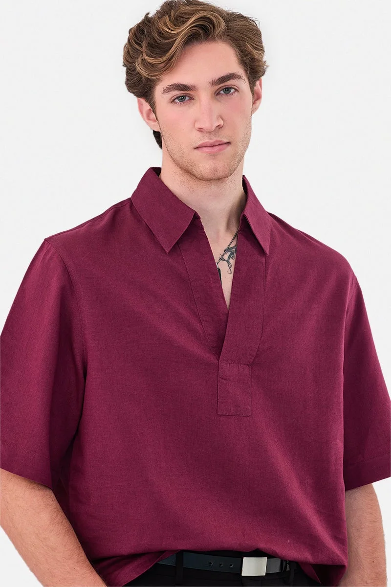 SNITCH Linen Blend Box Fit Popover Shirt