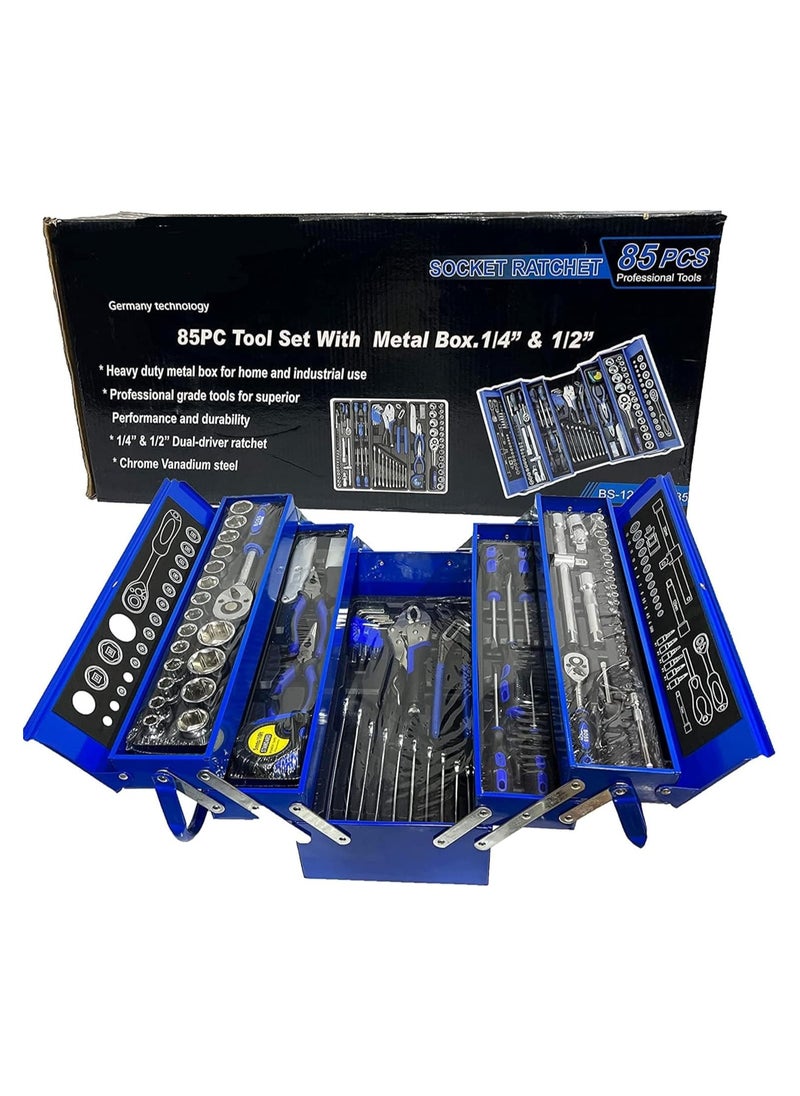 Generic 85-Piece Socket Set Toolbox with Wrenches Versatile Tools for Cars, Home, and Office Professional-Grade Metal Box Toolkit for Precision Repairs and Maintenance Tools Set  - Image 4