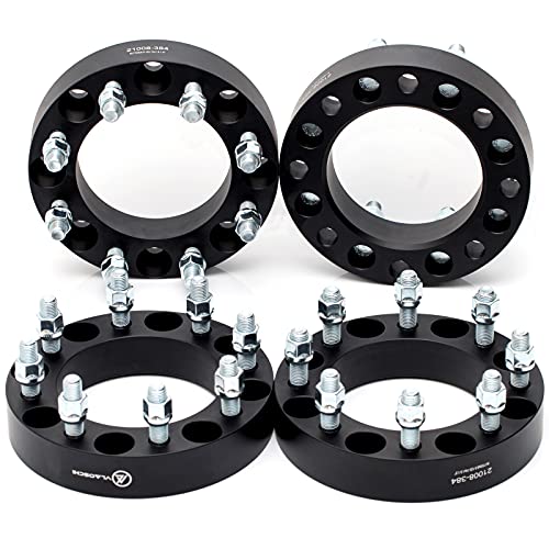 VLAOSCHI Black Forged 8x6.5 Wheel Spacers 1.5 Inch with 14x1.5 Studs Compatible with Chevrolet GMC 8 Lug 8x165.1 for 1999-2010 Silverado Sierra 2500 3500 HD | 2014-2021 R-A-M 2500 3500 - Pack of 4 - Image 1