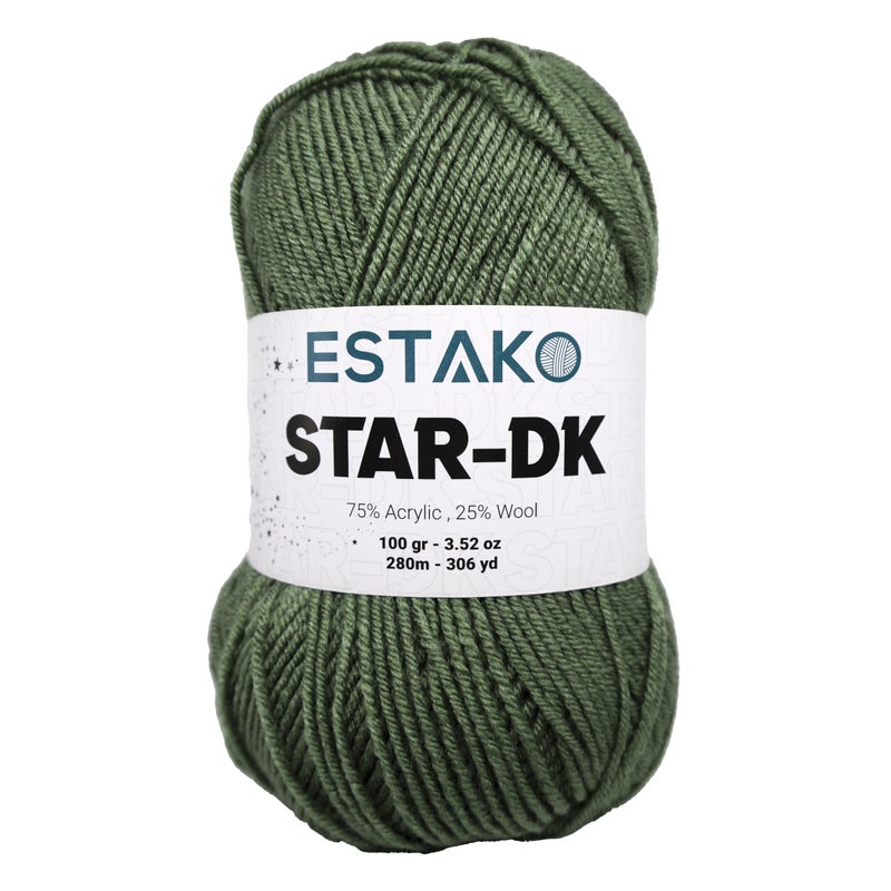 Estako Star-DK Yarn - 75% Acrylic 25% Wool - Soft Lightweight DK #3-100g (3.52oz), 280m (306 yds) - Crochet & Knitting Yarn (34067 - Grass) - Image 1