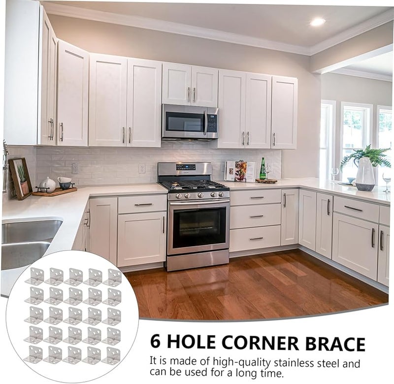 TEHAUX 50pcs Stainless Steel Corner Brace Heavy Duty Right Angle Shelf Bracket - Image 5