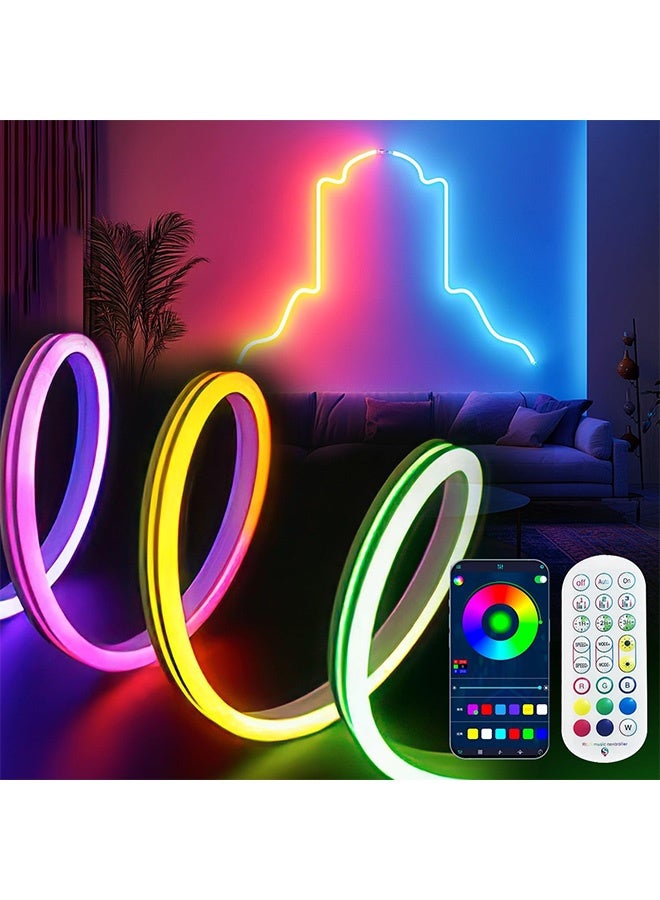 JOUDIYA Smart Nylon LED Strip Light 2m Neon,Remote/WiFi App Control, Music Sync, RGB Color Changing Flow, Waterproof for Indoor/Outdoor Use,Living Room, Gaming Room, Bedroom, TV Backlight - Image 1