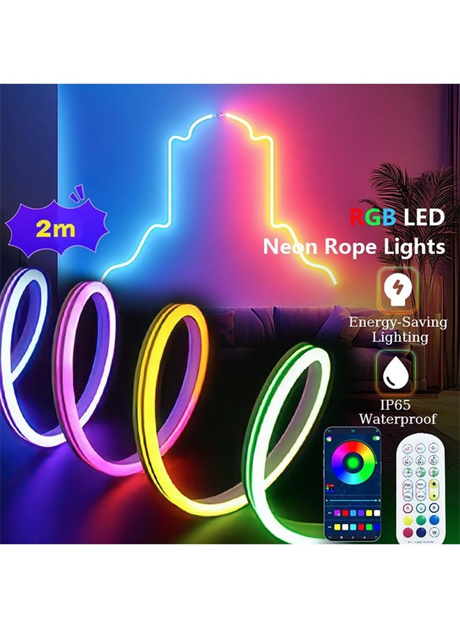 JOUDIYA Smart Nylon LED Strip Light 2m Neon,Remote/WiFi App Control, Music Sync, RGB Color Changing Flow, Waterproof for Indoor/Outdoor Use,Living Room, Gaming Room, Bedroom, TV Backlight - Image 2