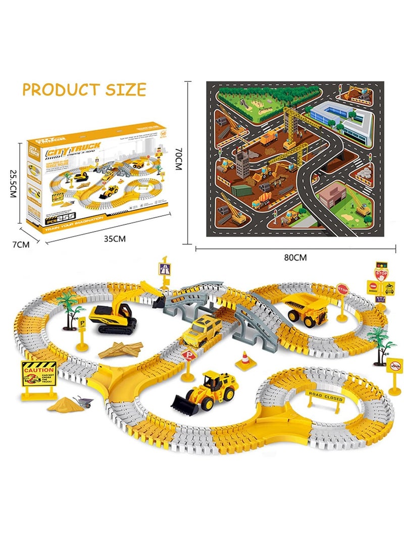 Hanayo 255 قطعة مجموعة مسارات سباق البناء للأطفال، سلسلة المسارات، مجموعة لعبة مسار القطار المرنة للأطفال من 3 إلى 6 سنوات، لعبة سباق الطرق في المناظر الحضرية، هدية عيد الميلاد أو عيد الميلاد، - Image 2