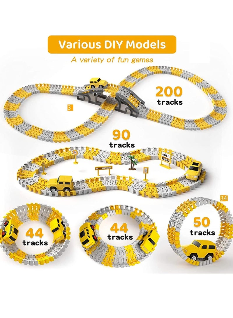Hanayo 255 قطعة مجموعة مسارات سباق البناء للأطفال، سلسلة المسارات، مجموعة لعبة مسار القطار المرنة للأطفال من 3 إلى 6 سنوات، لعبة سباق الطرق في المناظر الحضرية، هدية عيد الميلاد أو عيد الميلاد، - Image 4