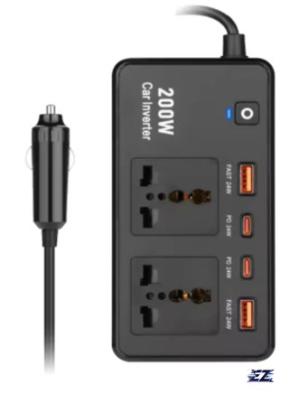 Power Inverter Car Adapter 200W – 12V to 220V Voltage Converter for Electric Devices – Includes USB & Type-C Ports, Universal Charging for Laptops, Smartphones & More – Compact & Portable - pzsku/Z5CF74D6C45E36C789B18Z/45/_/1737891238/258510f7-d278-411c-9f07-bdb383ae55ba