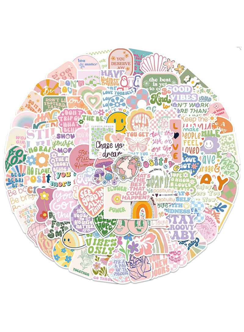 100PCS Pink Inspirational Stickers Preppy Motivational Decals Vinyl Waterproof Stickers for Laptop Luggage Helmet Skateboard Guitar Scrapbook Phone Gifts for Teens Kids Adult - Image 1